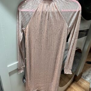 Shimmering Pink Long Sleeve Dress